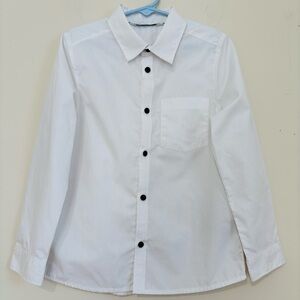 H&M Little Boys Long Sleeve White Cotton Button up Classic Dress Shirt 6-7y